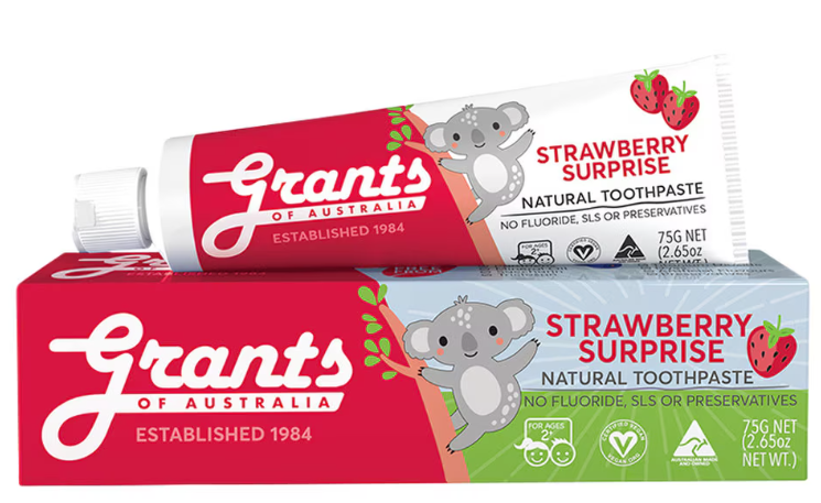 Grants Of Australia Natural Toothpaste Kids Strawberry Surprise 75g