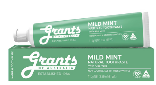 Grants Of Australia Natural Toothpaste Mild Mint with Aloe Vera 110g