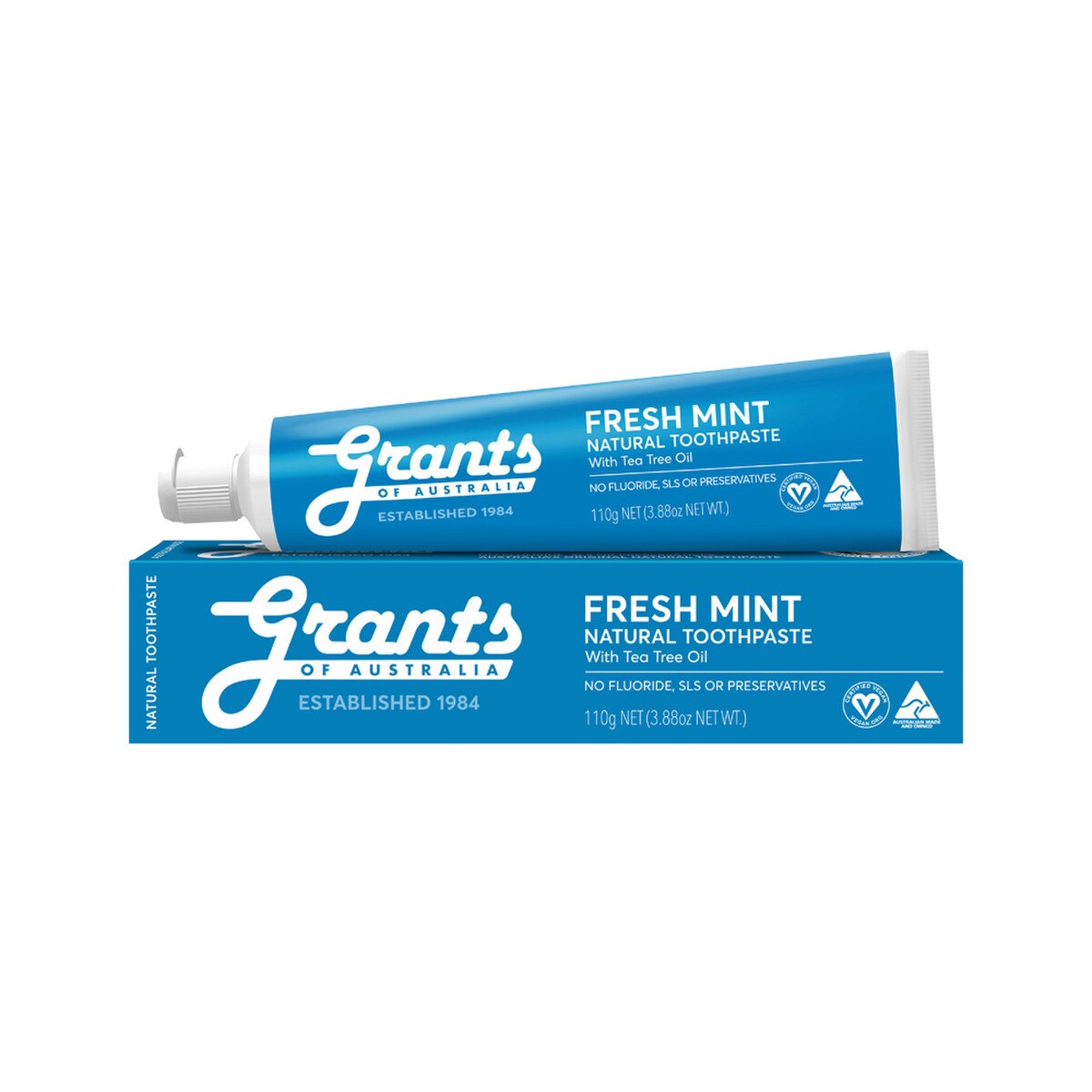 Grants Of Australia Natural Toothpaste Fresh Mint with Tea Tree Oil 110g